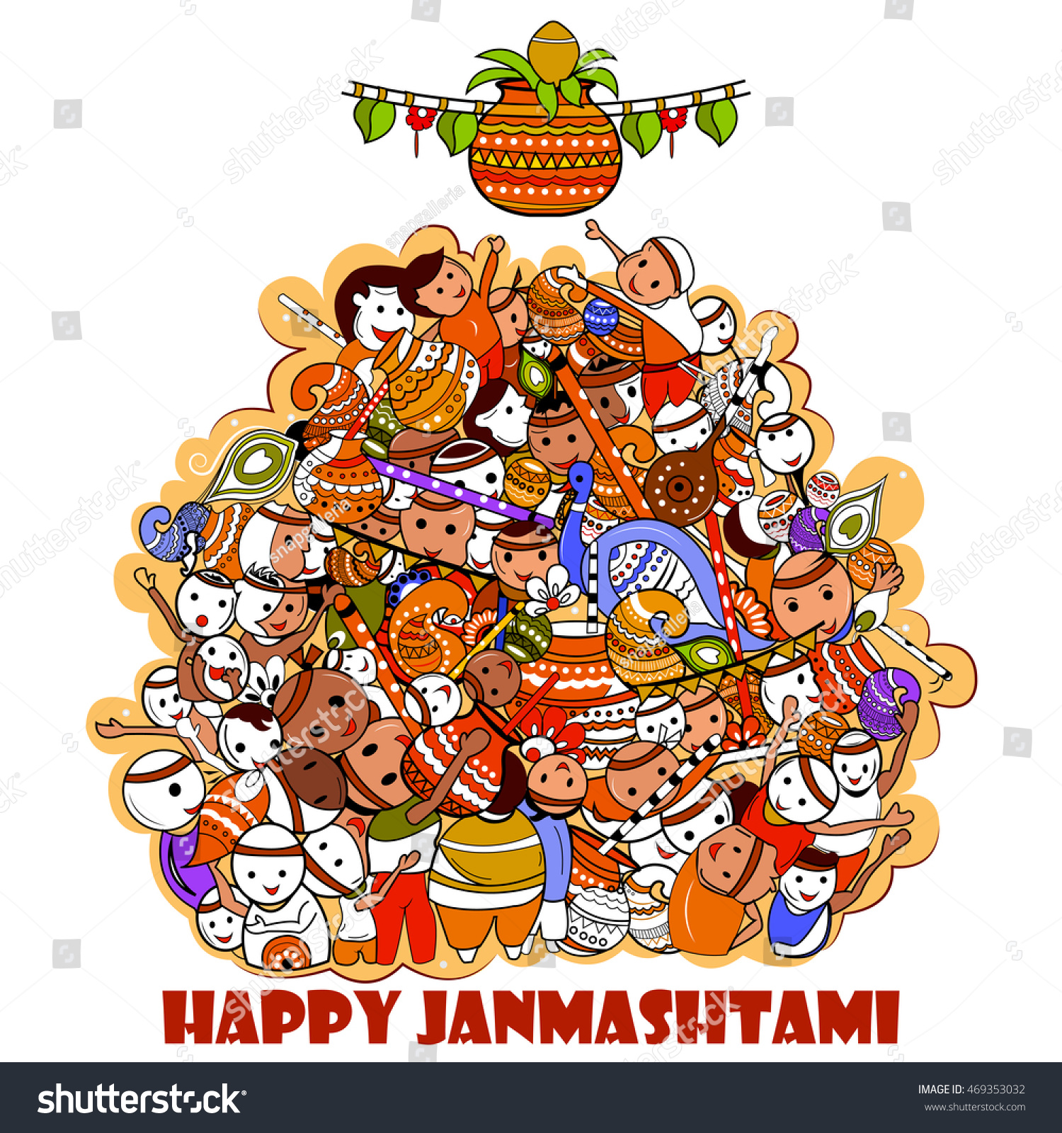 easy to edit vector illustration of Happy Krishna Janmashtami doodle background easy to edit vector illustration of Happy Krishna Janmashtami doodle background