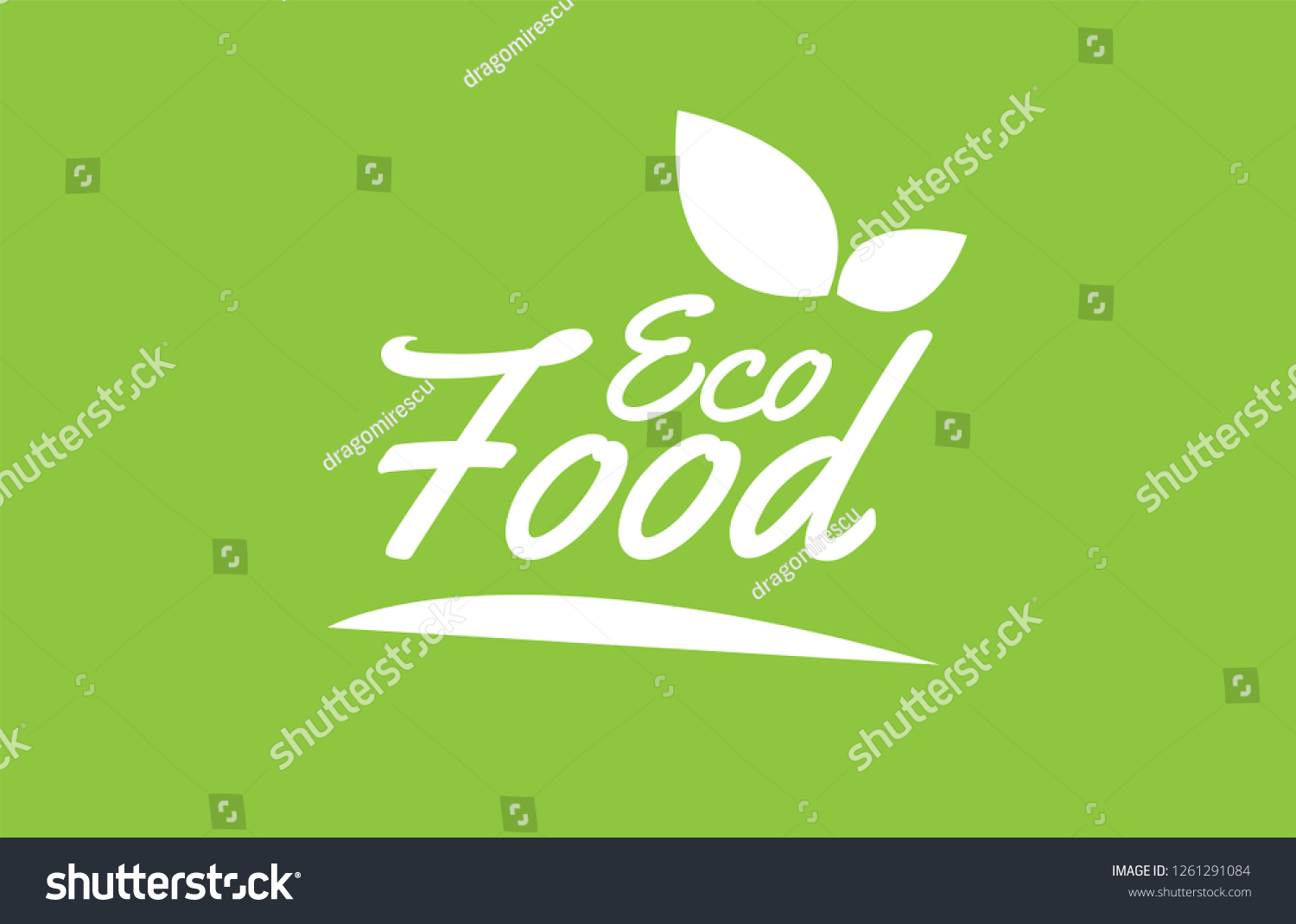 Eco Food Word Text Leaf Green Stock Vector Royalty Free 1261291084