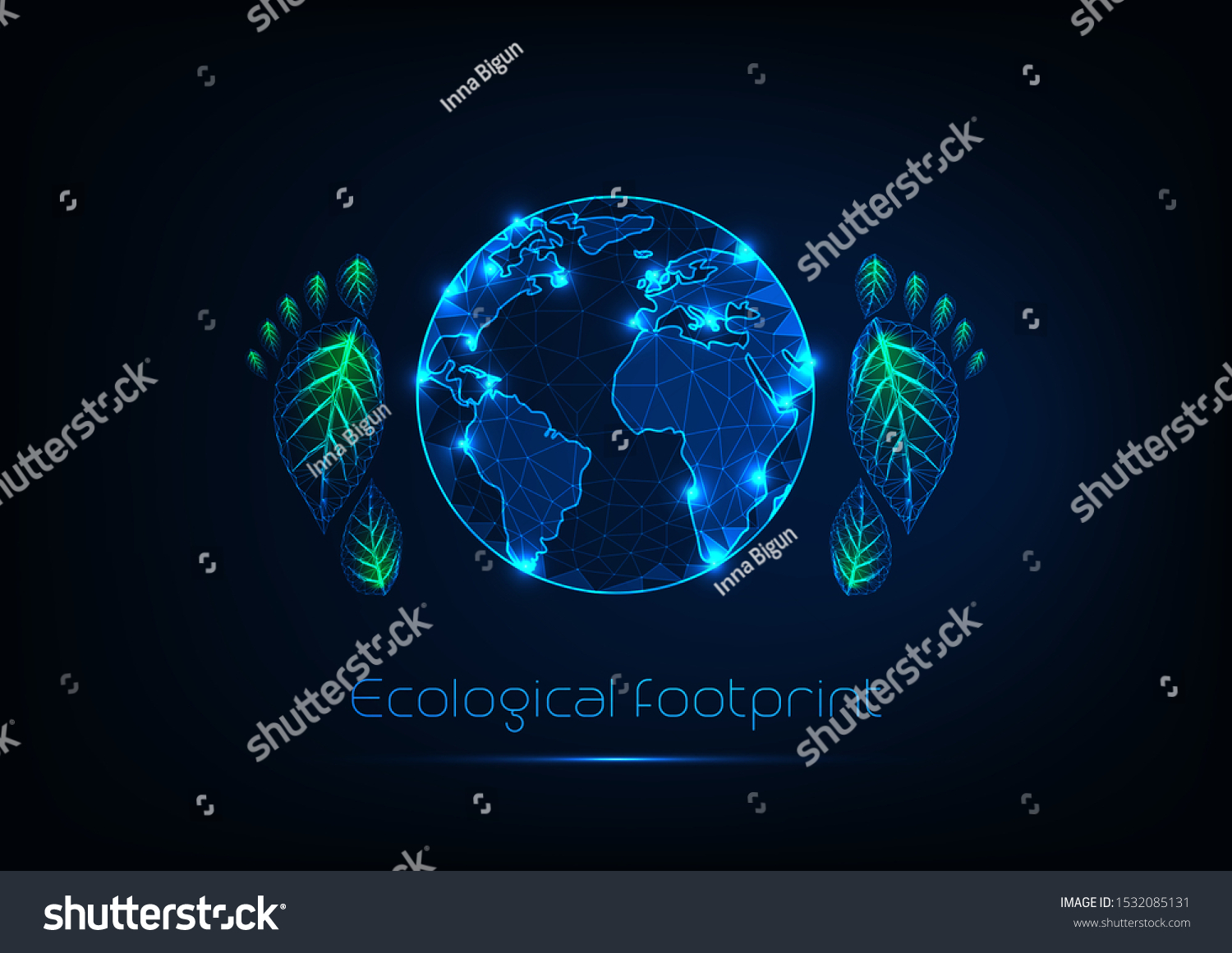 Ecological Footprint Concept Futuristic Glowing Low Vector De Stock