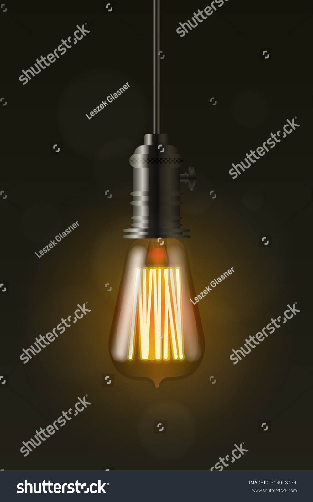 Edison Light Bulb On Dark Vector Stock Vector 314918474 - Shutterstock