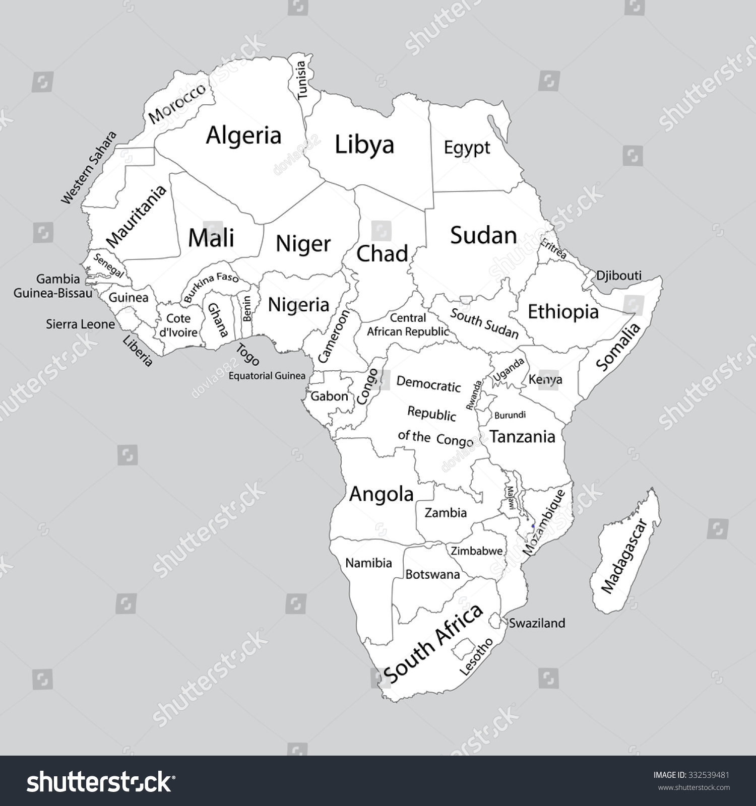 Editable Blank Vector Map Of Africa Vector Map Of Africa Isolated On