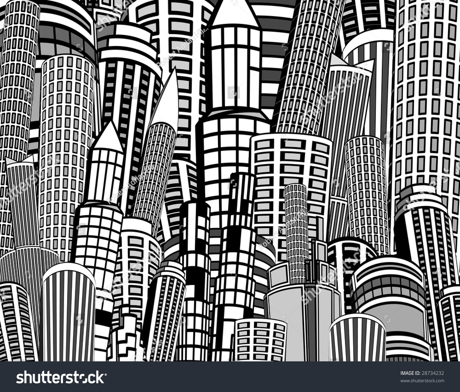 Editable Vector Background Illustration Of A Cartoon City - 28734232