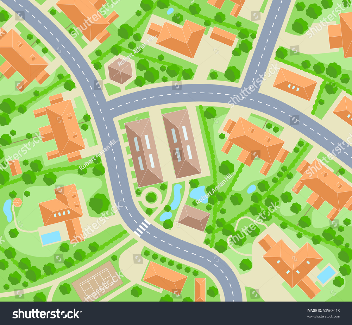 Editable Vector Map Of A Generic Residential Area 60568018 Shutterstock