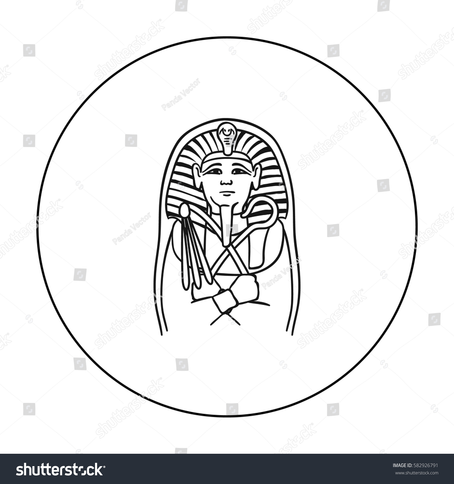 Egyptian Pharaoh Sarcophagus Icon Outline Style