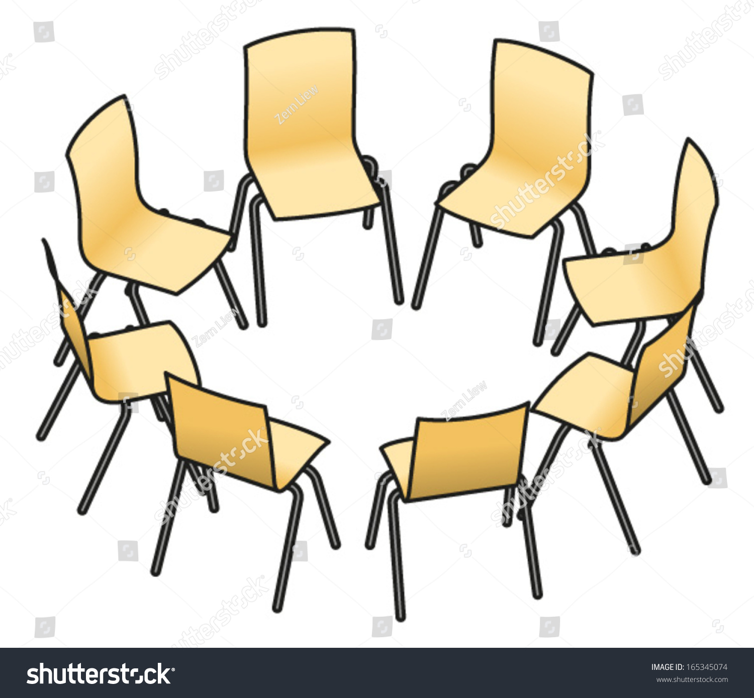 Eight Chairs Arranged In A Circle For Group Work, Or Group Therapy
