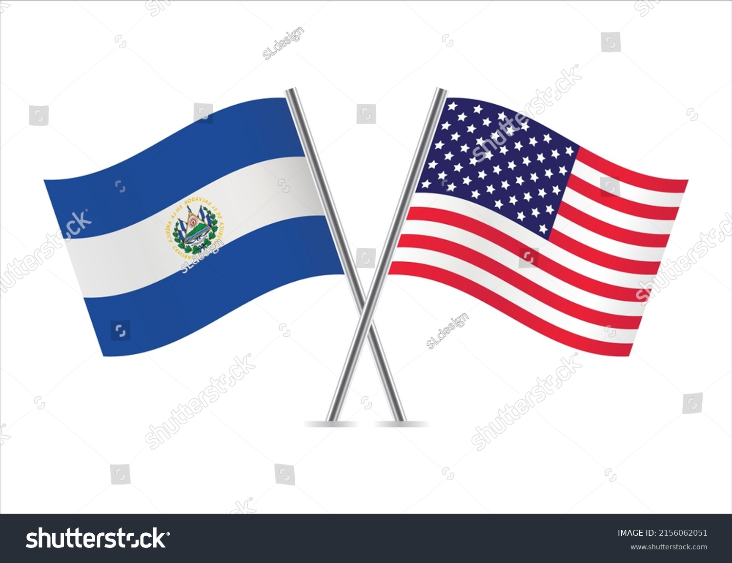 El Salvador America Crossed Flags Salvadoran Stock Vector Royalty Free