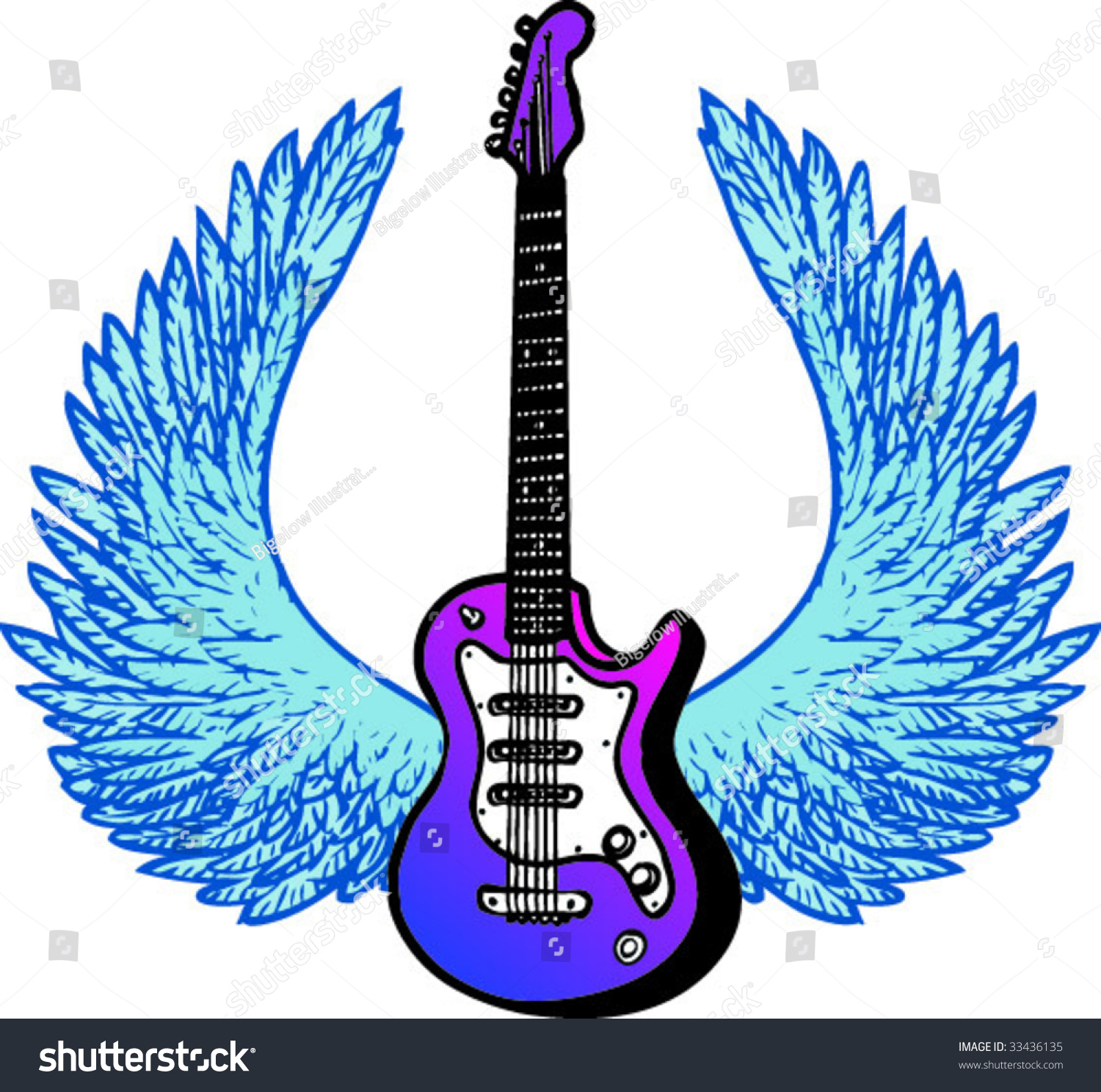 Electric Guitar With Wings Stock Vector Illustration 33436135 Shutterstock