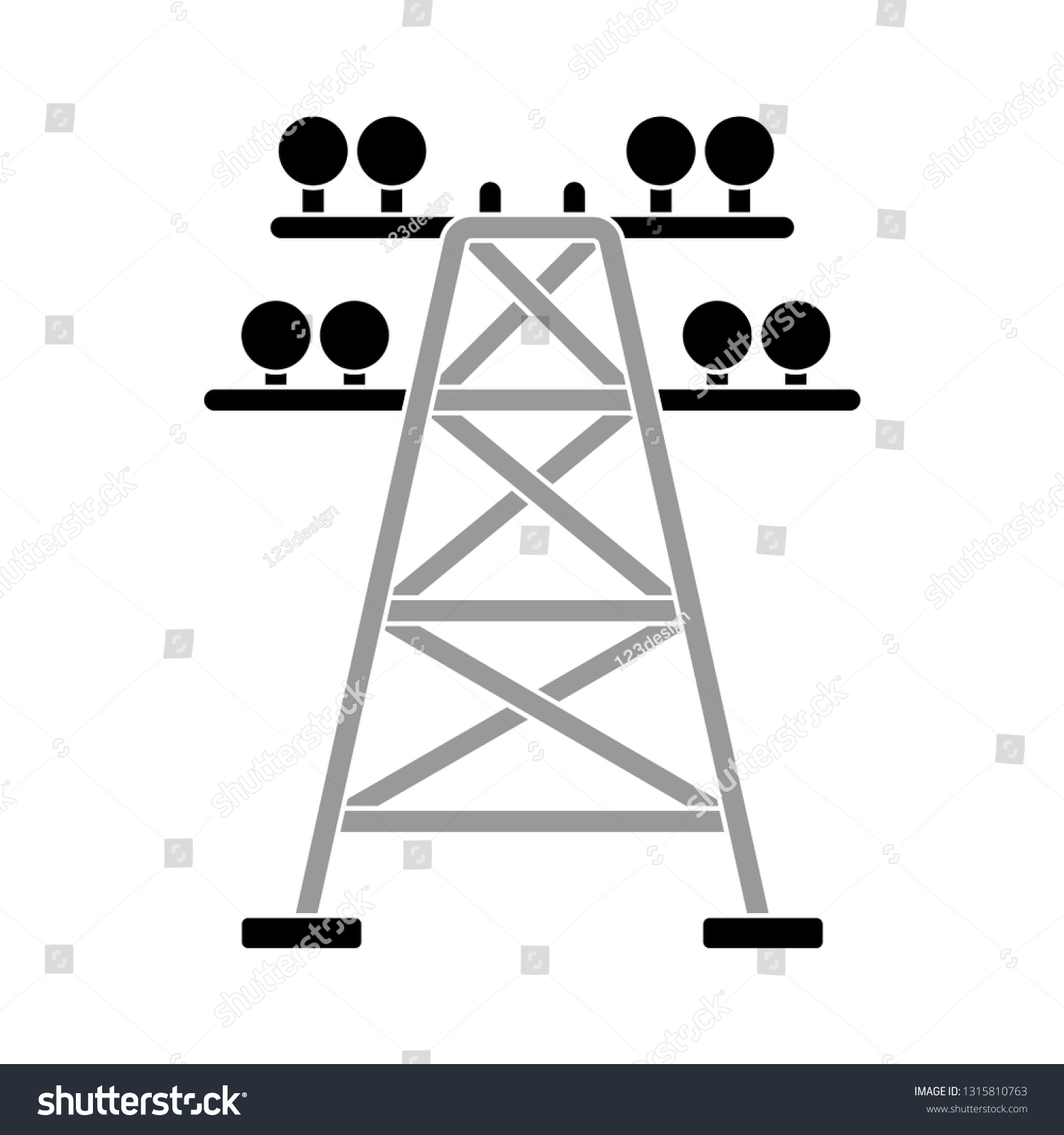 Electric Tower Icon Transmission Tower Illustration Vector có sẵn