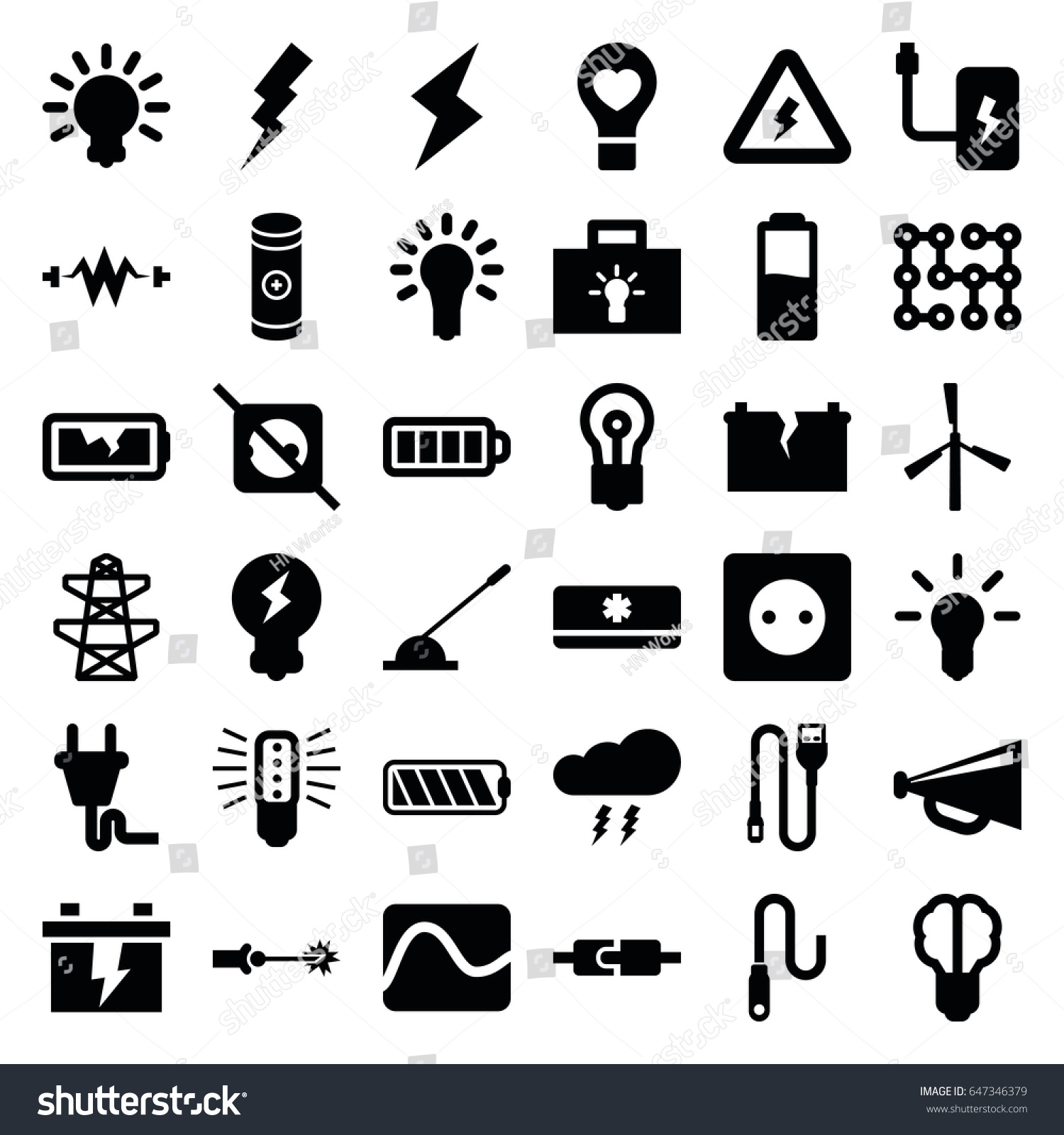 Electricity Icons Set Set Electricity Stock Vector Royalty Free