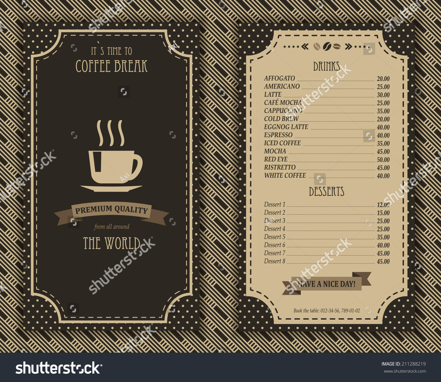 Elegant Coffee House Menu Design List Stock Vector 211288219 Shutterstock Coffee House Menu Template