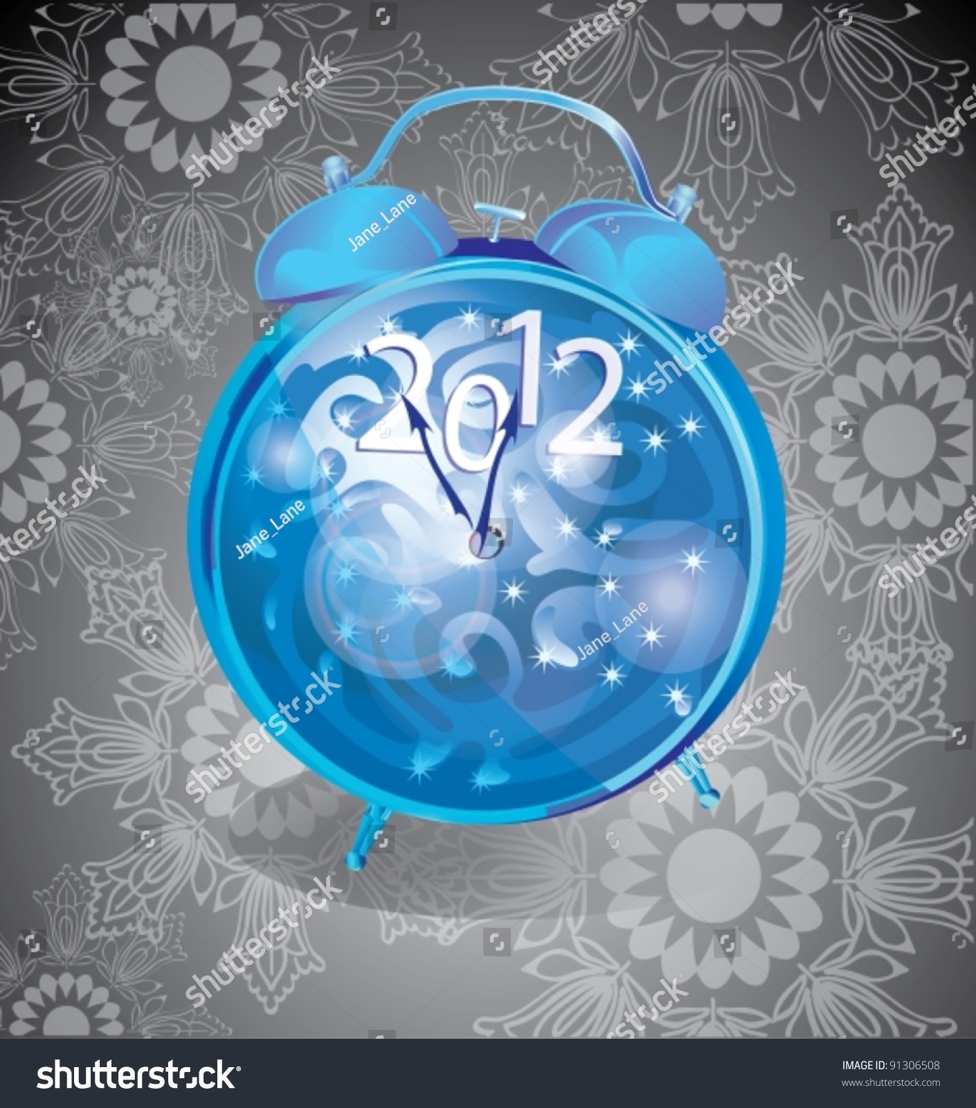 Elegant New Year Background With Clock Over Dark Background, Vector - 91306508 : Shutterstock