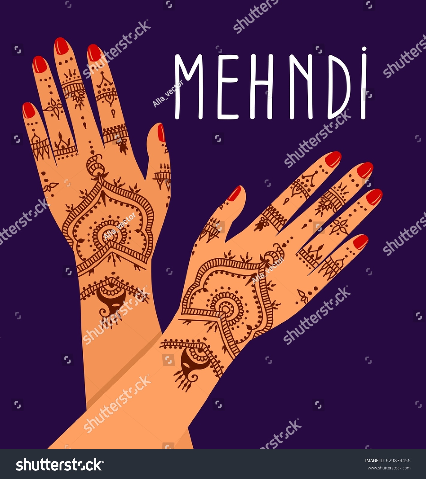 Element Yoga Mudra Hands Mehendi Patterns Stock Vector Royalty Free