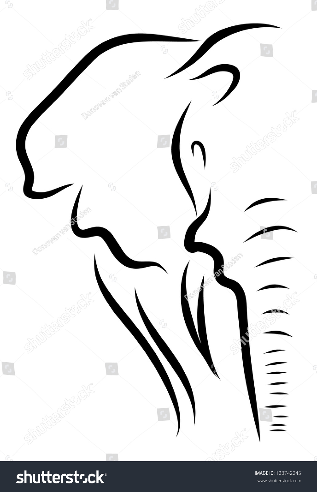Elephant Line Art Stock Vector 128742245 - Shutterstock