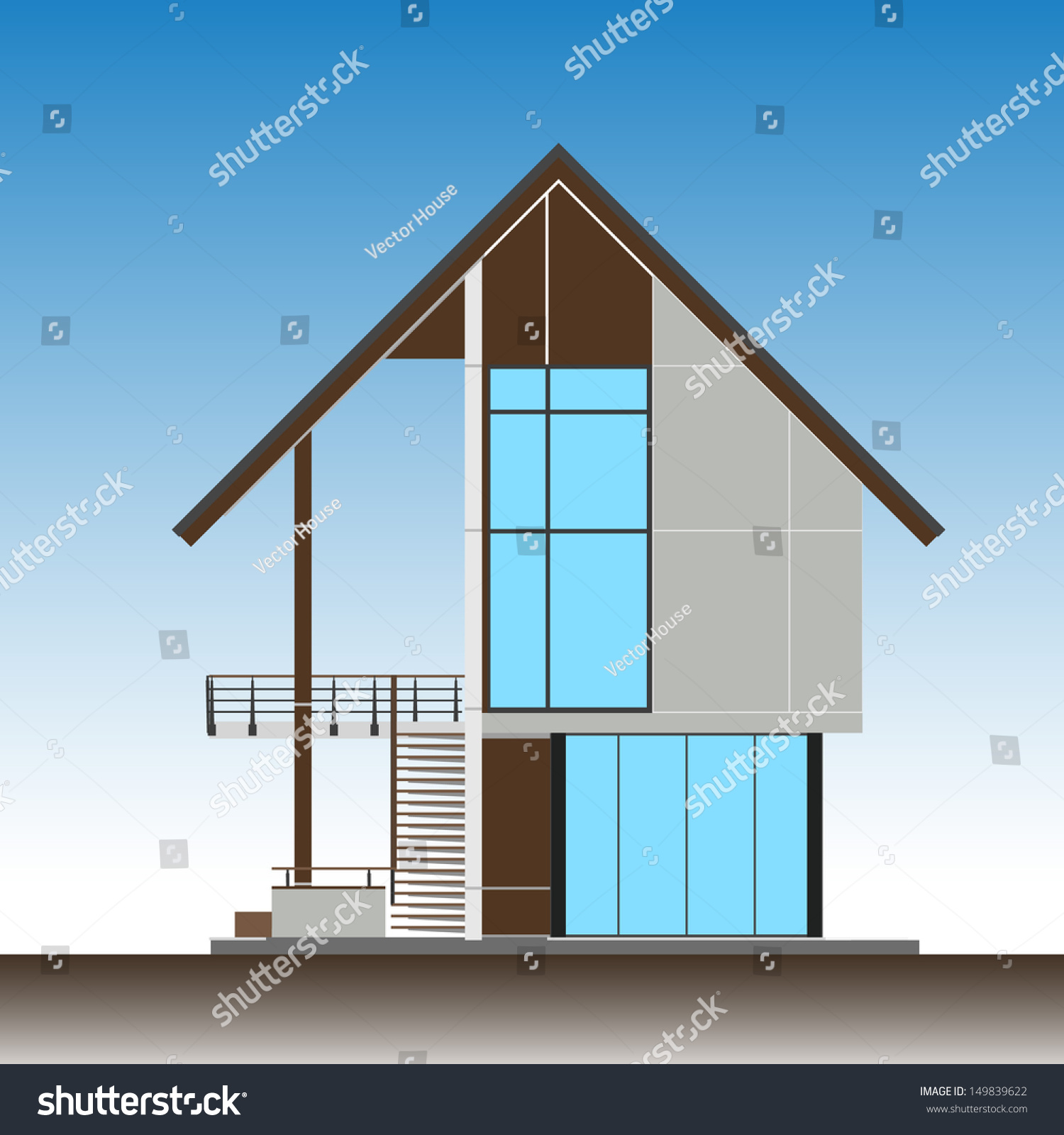 levation Of ropical Modern House - Vector Illustration ... levation Of ropical Modern House - Vector Illustration ... - ^