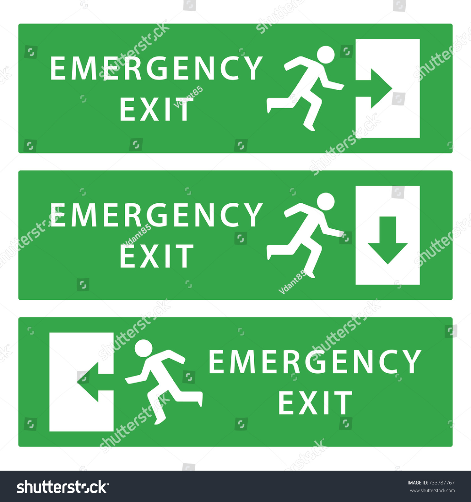 Vektor Stok Emergency Exit Sign Board Vector Illustration Tanpa