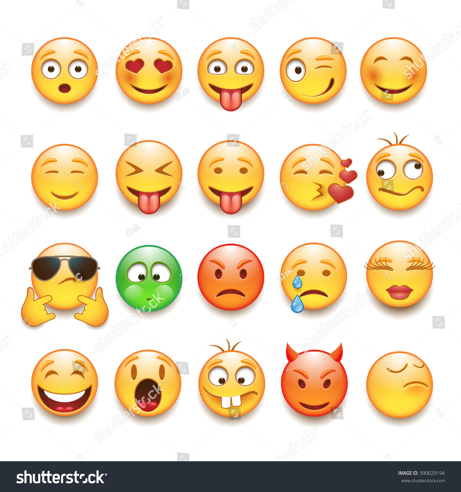 Emoticons Set Stock Vector Illustration Shutterstock