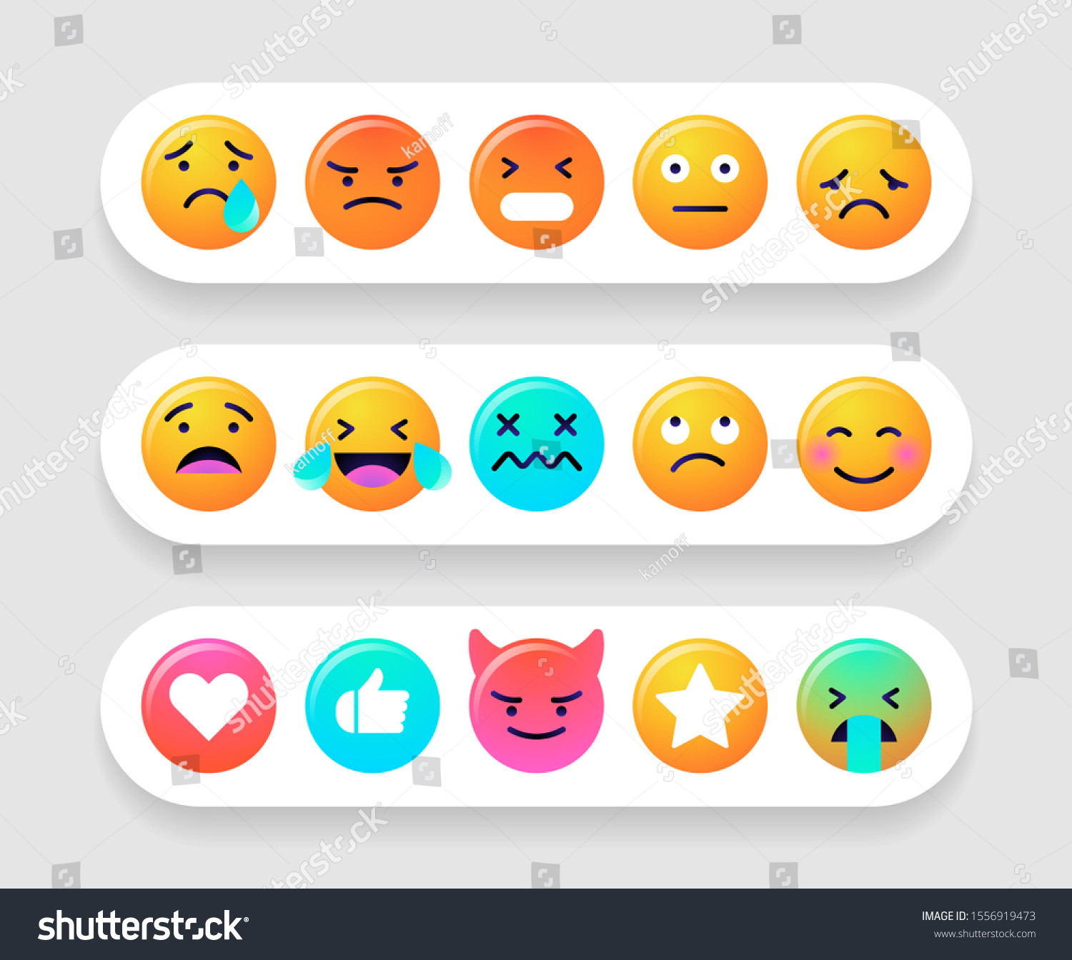 Emoticons Set Emoji Faces Emoticon Smileのベクター画像素材ロイヤリティフリー