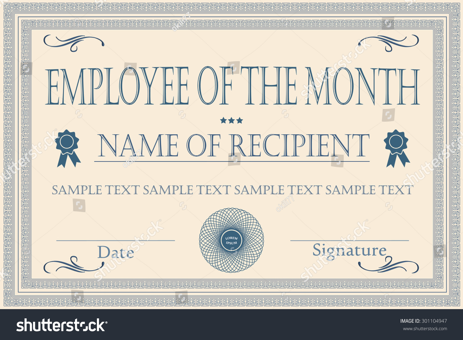 Employee Month Certificate Illustration Vector Stock Vector Royalty Free