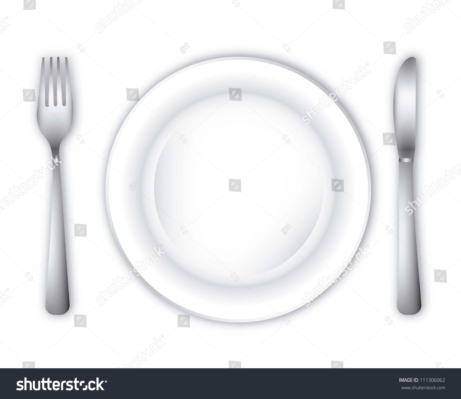 Empty Dinner Plate Over White Background Vector Illustration