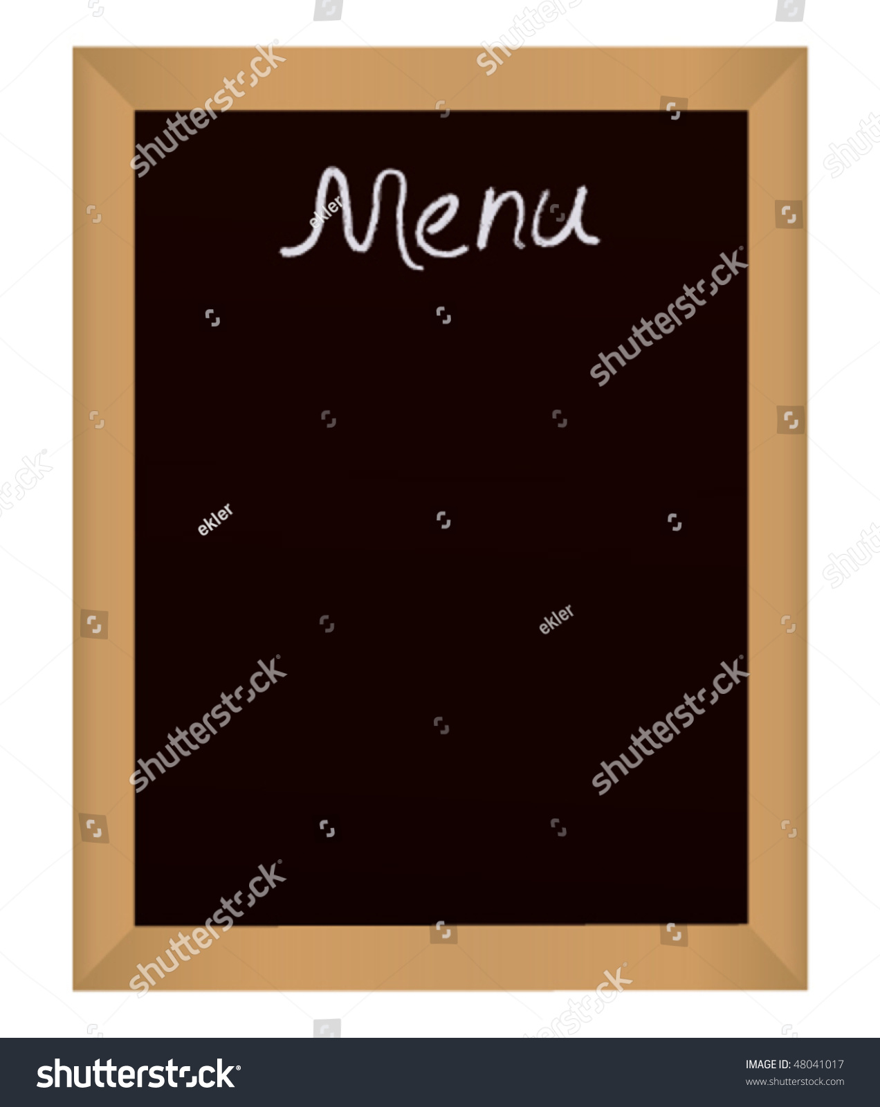 Empty Restaurant Menu Chalkboard Isolated On White Stock Vector 