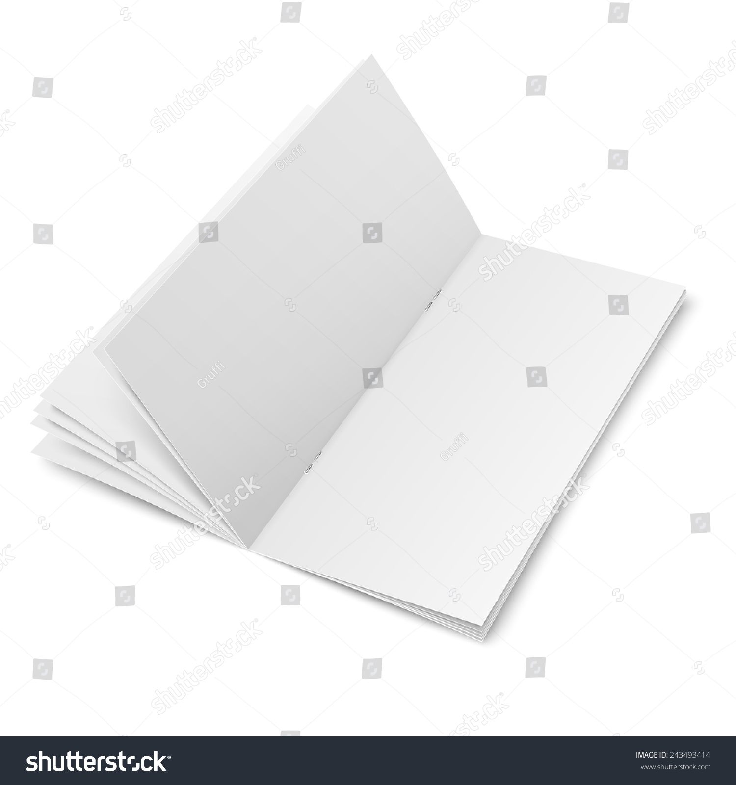 Empty Spreaded Multipage Brochure Template With Clips On White Background Pure Vector Multi Page Brochure Template Free