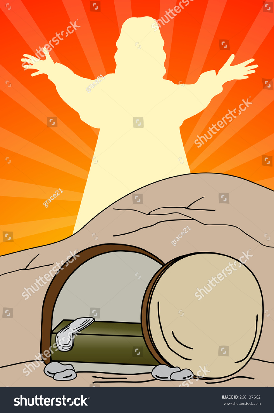 Empty Tombjesus Christ Risen Easter Vector Stock Vector 266137562 Shutterstock