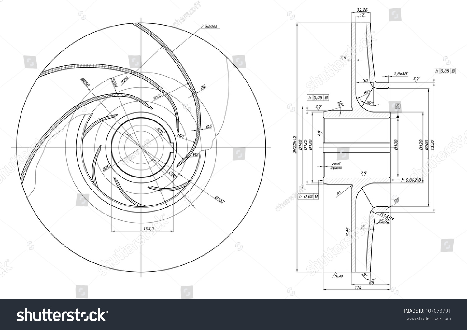 Engineering Drawing Components Vector Eps10 Stock Vector 107073701