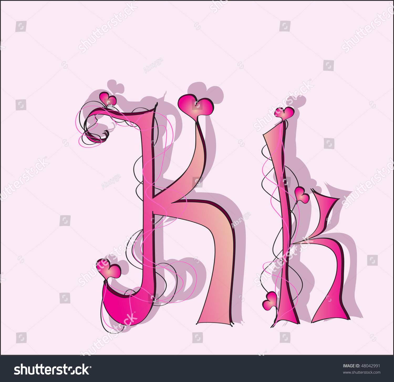 English Alphabet In A Pink Color Stock Vector Illustration