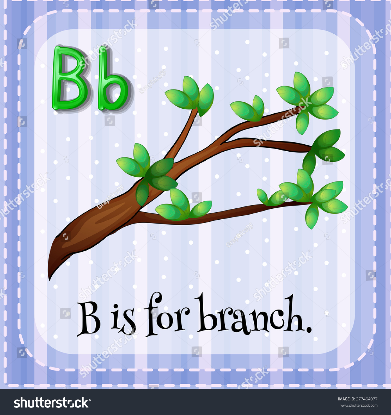 English Flashcard Letter B Is For Branch Stock Vector 277464077 ...