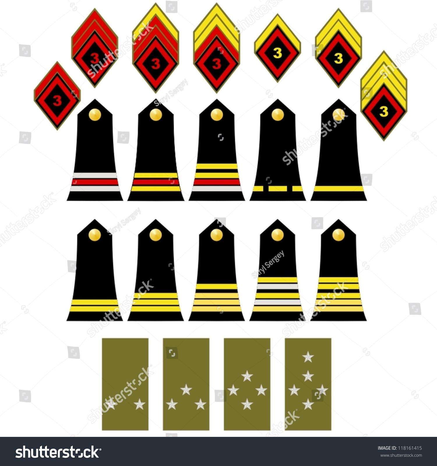 Epaulets Military Ranks Insignia Illustration On Stock Vector 118161415 