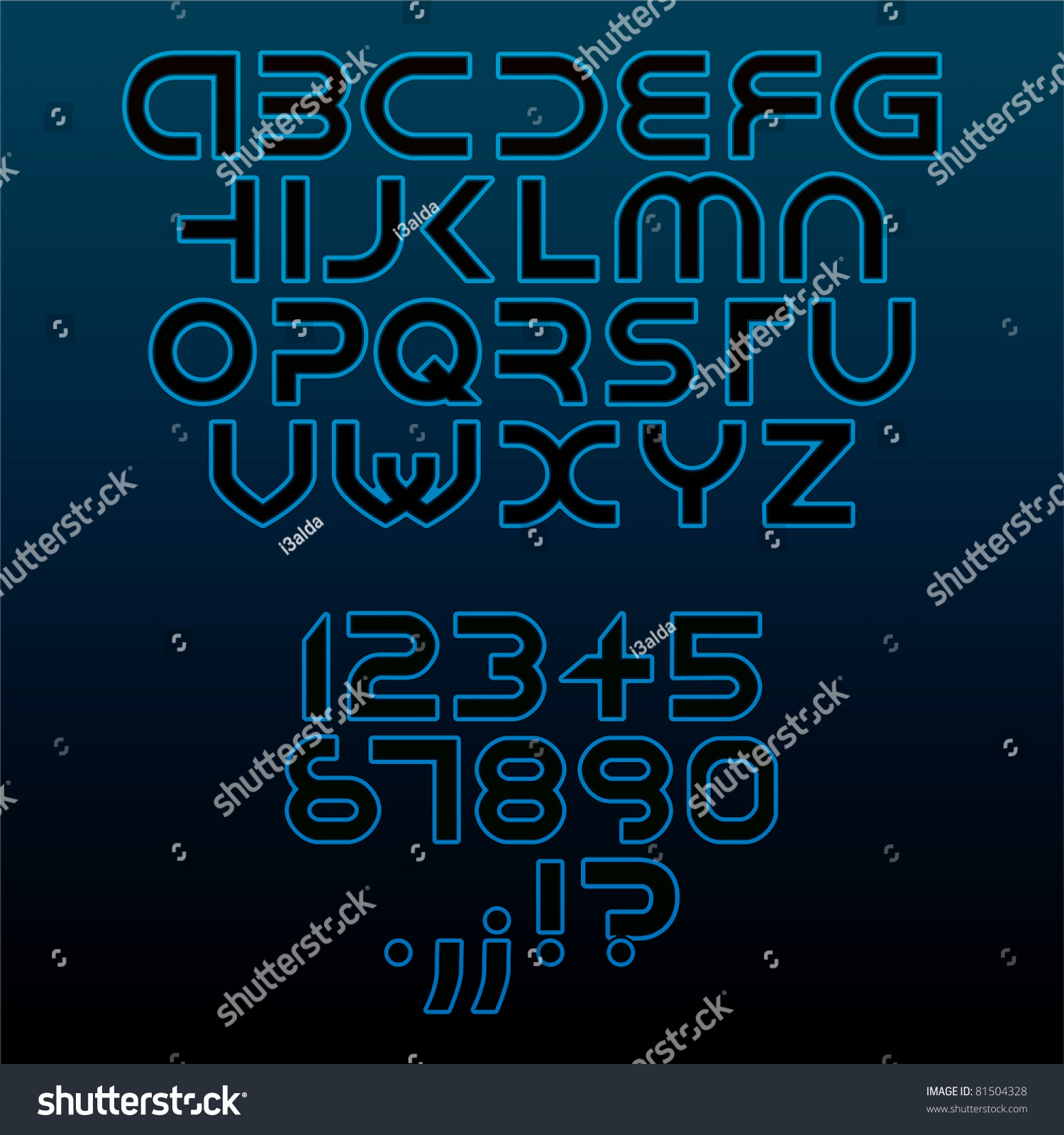 Eps10 Futuristic Alphabet Font Isolated - Illustration - 81504328 ...