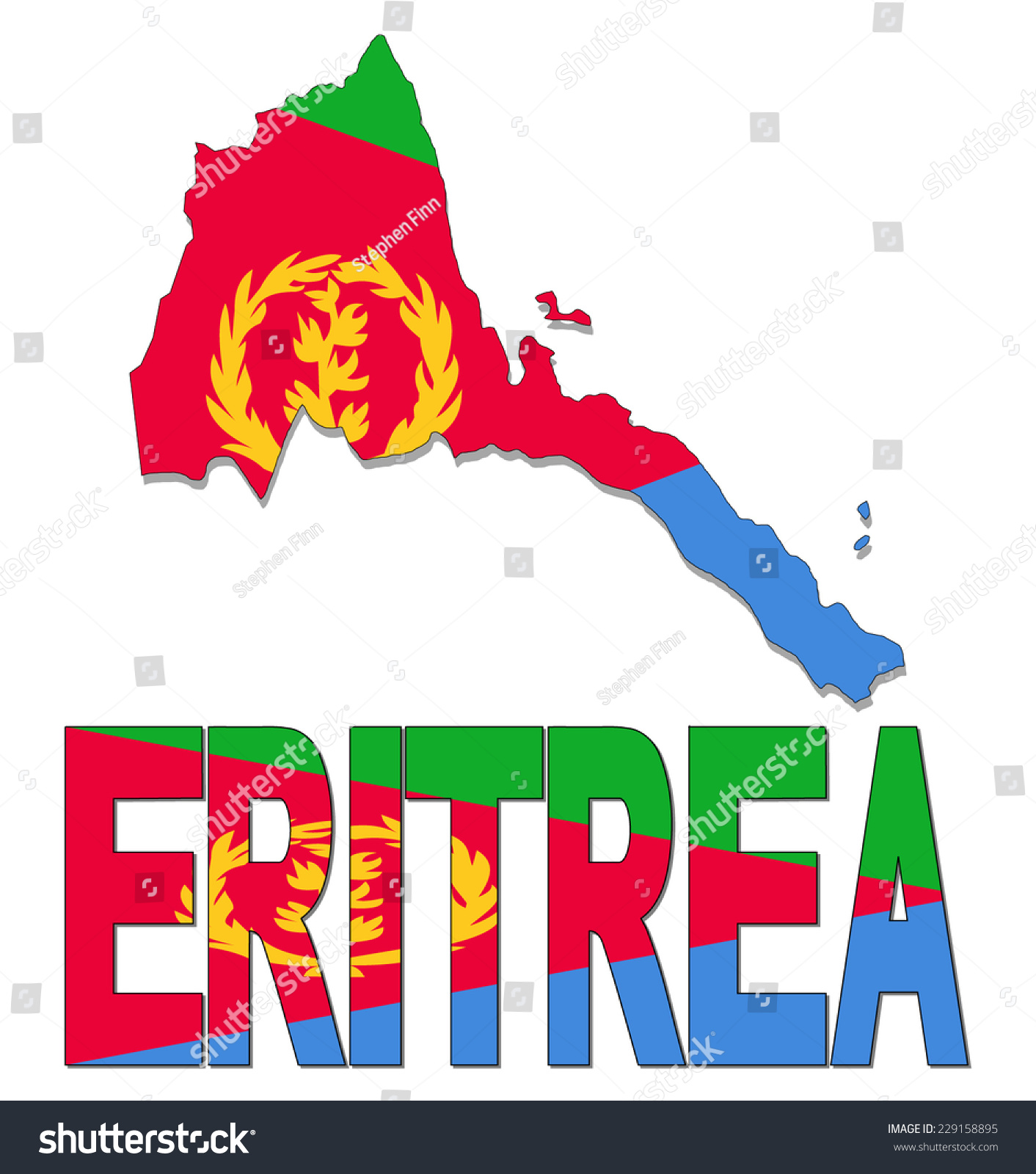 Eritrea Map Flag Text Vector Illustration Stock Vector 229158895