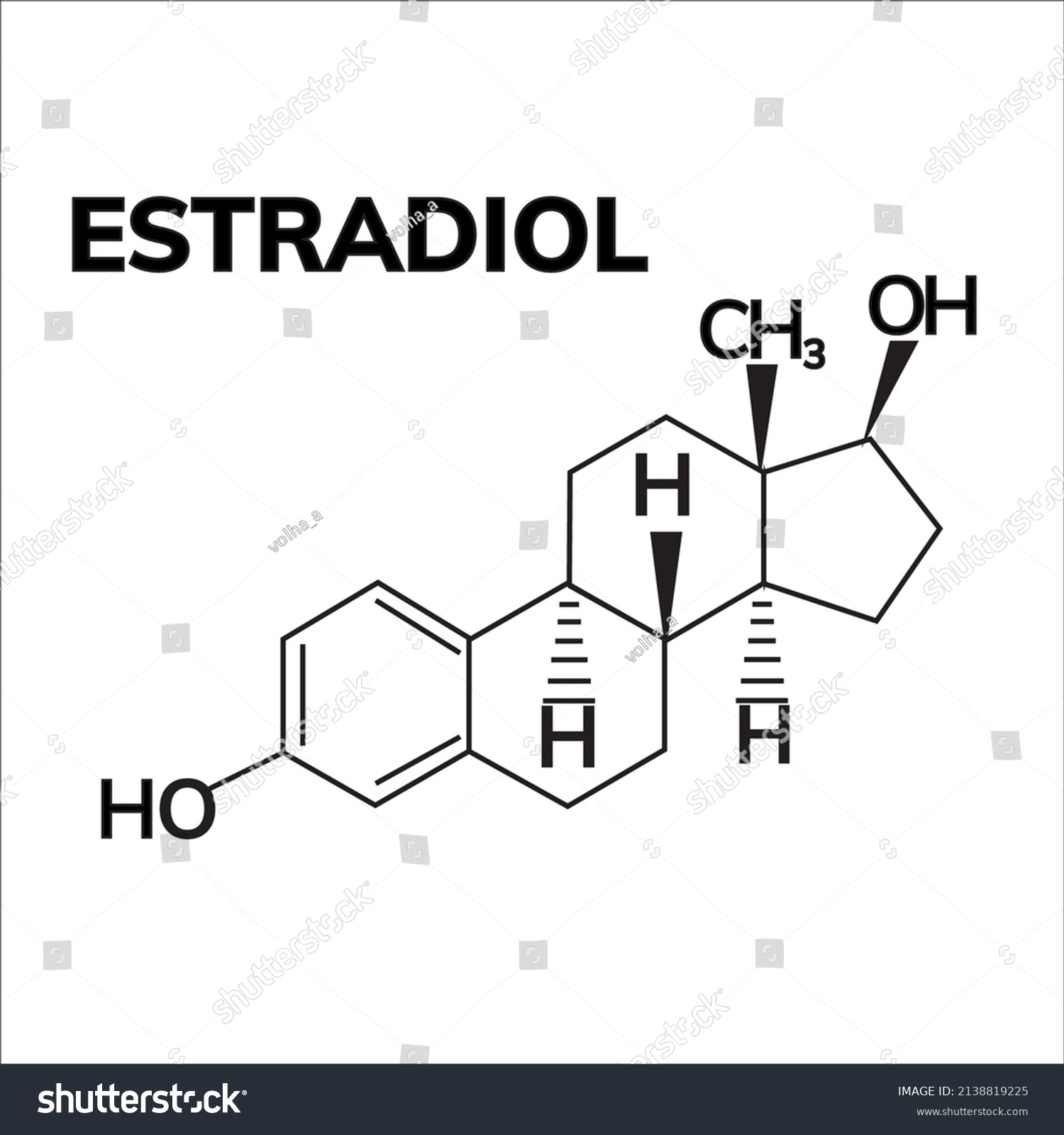 Estradiol Chemical Structure Woman Sex Hormone Stock Vector Royalty