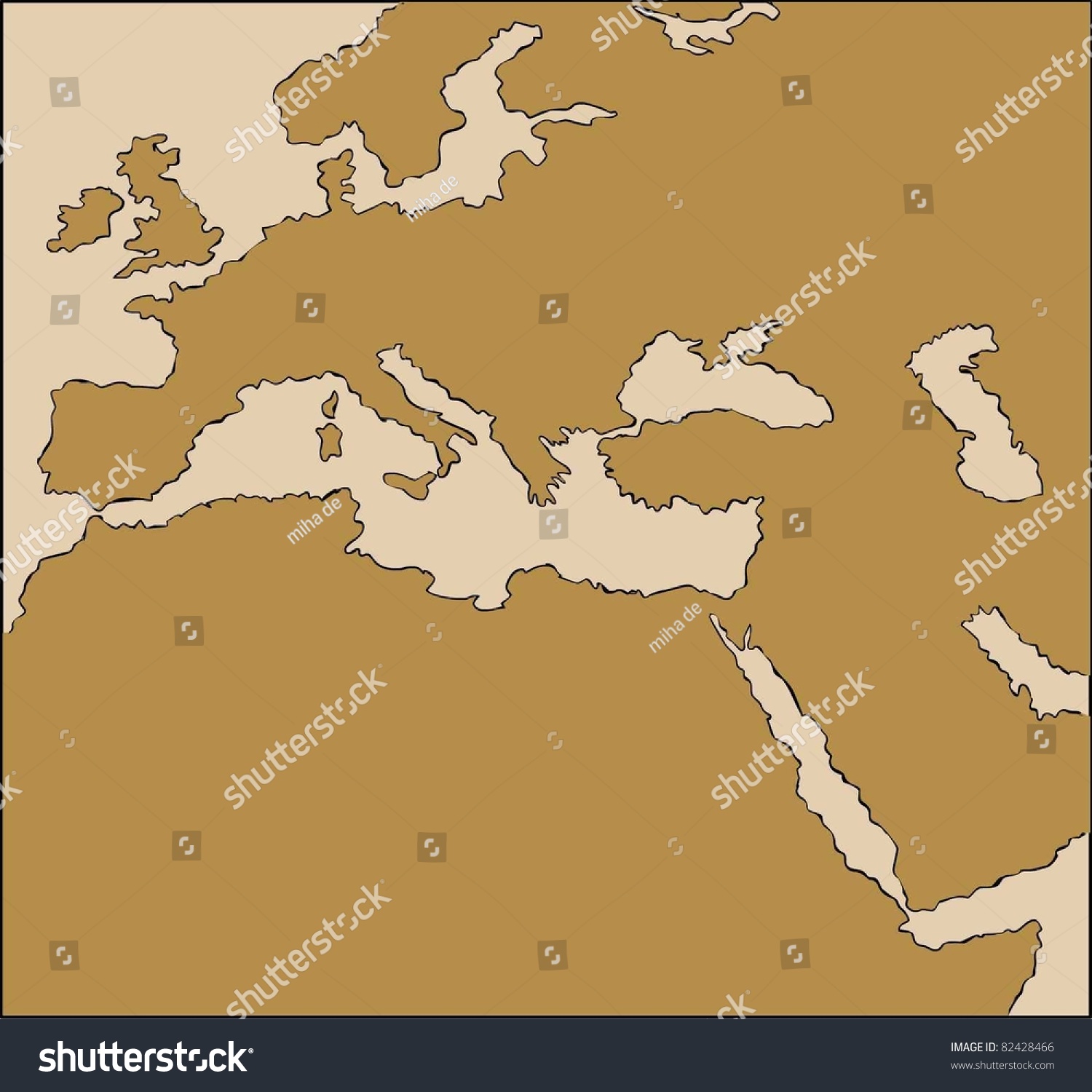 Europe And North Africa Map Stock Vector Illustration 82428466