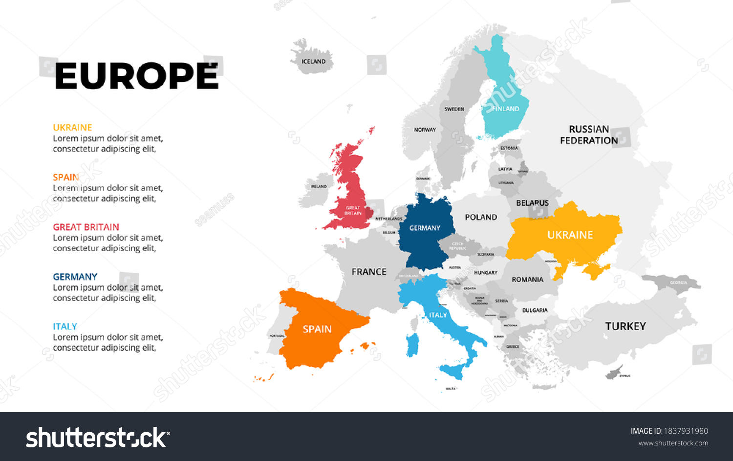 Europe Continent Vector Map Infographic Template Stock Vector Royalty