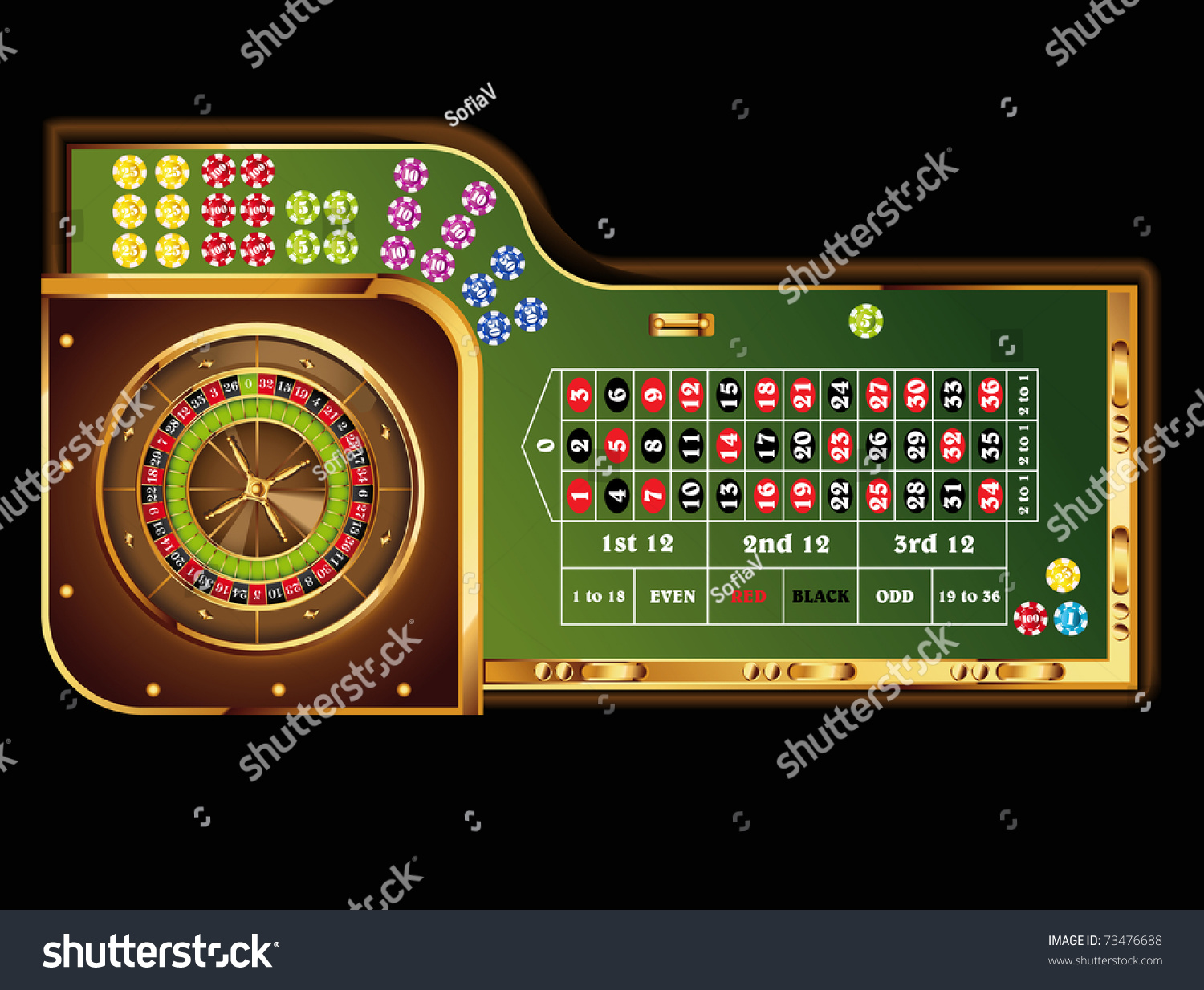 European roulette table