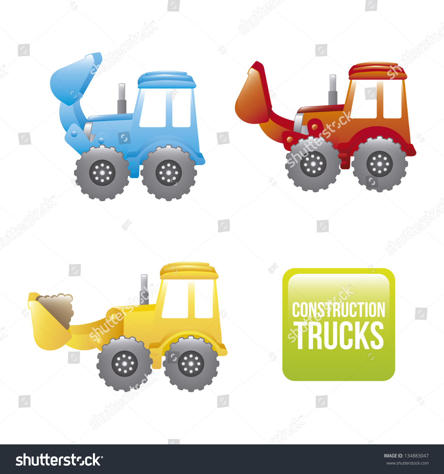 Excavator Cartoon Over White Background Vector Stock Vector 134883047