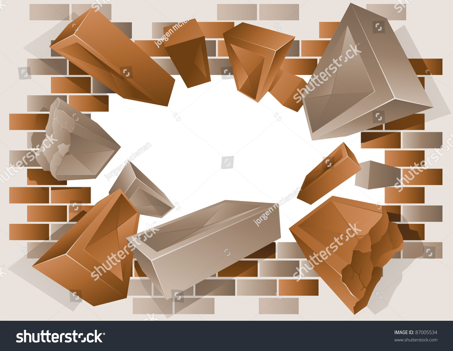 Exploding Brick Wall Stock Vector Illustration 87005534 : Shutterstock