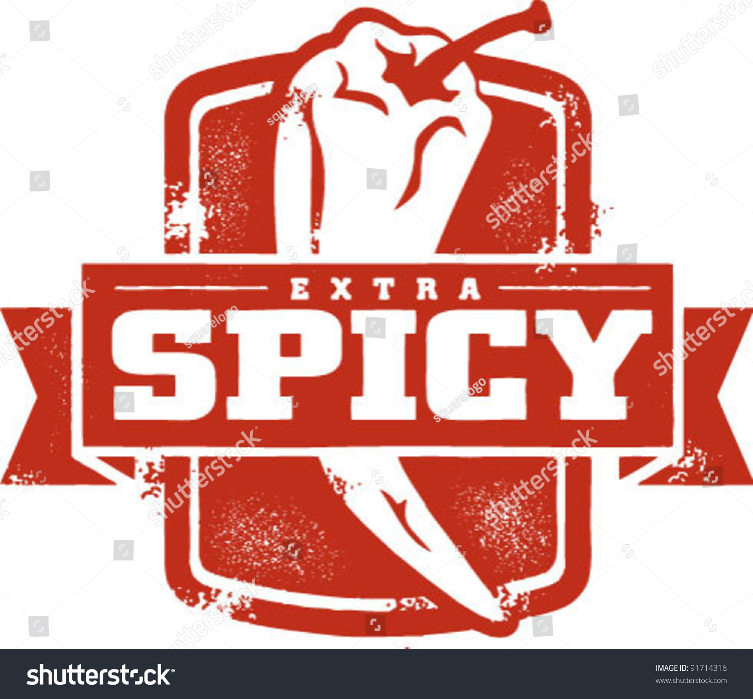 Extra Spicy Chili Pepper Stamp Stock Vector Illustration 91714316