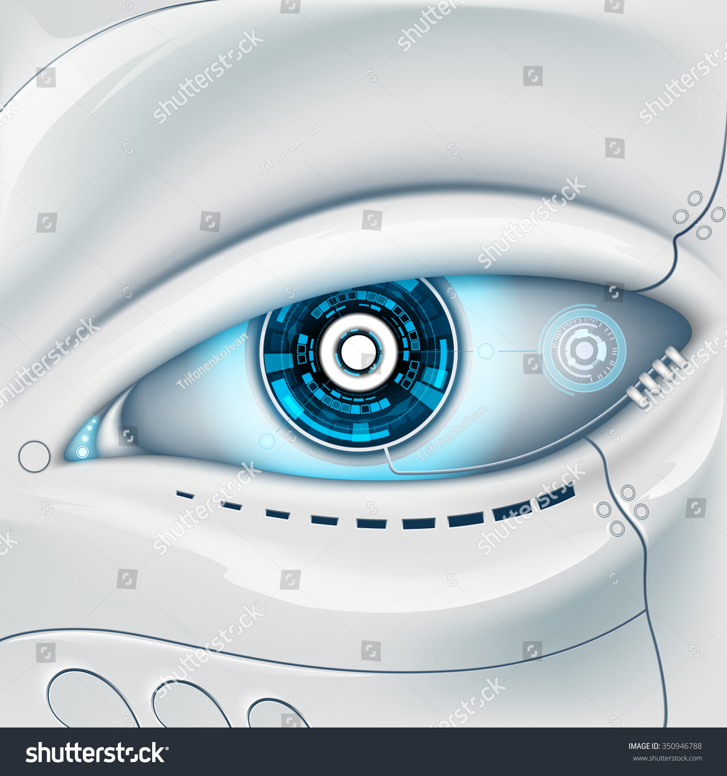 Eye of the robot Futuristic HUD interface Stock vector image Eye of the robot Futuristic HUD interface Stock vector image