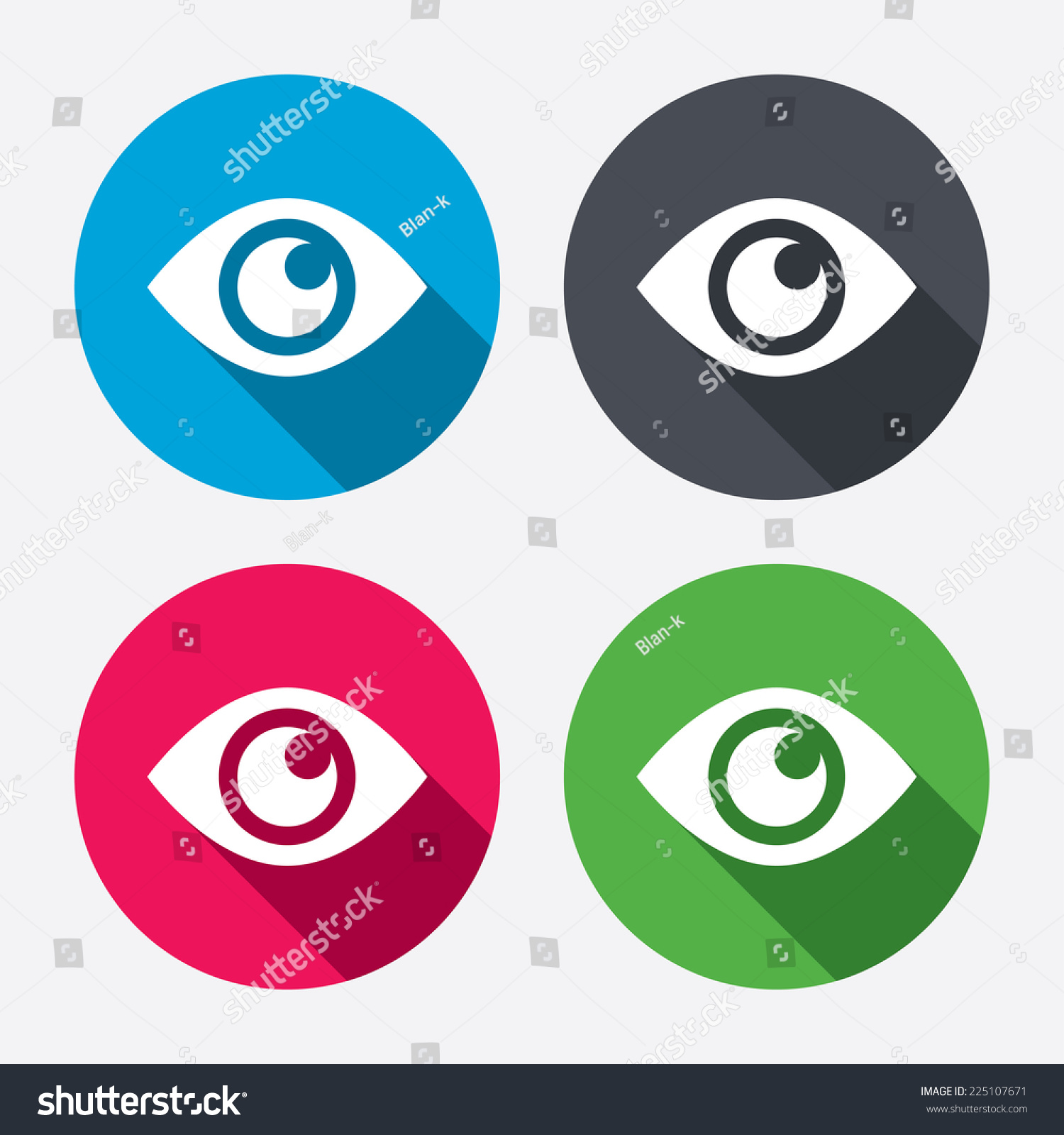 Eye Sign Icon. Publish Content Button. Visibility. Circle Buttons With 