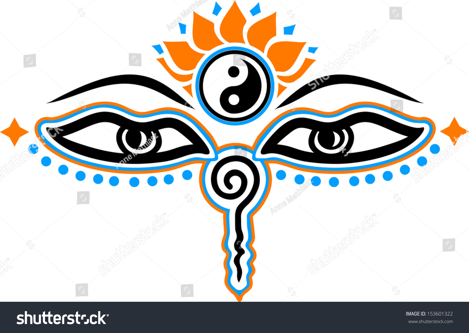 Eyes Of Buddha Symbol Wisdom And Enlightenment Stock Vector