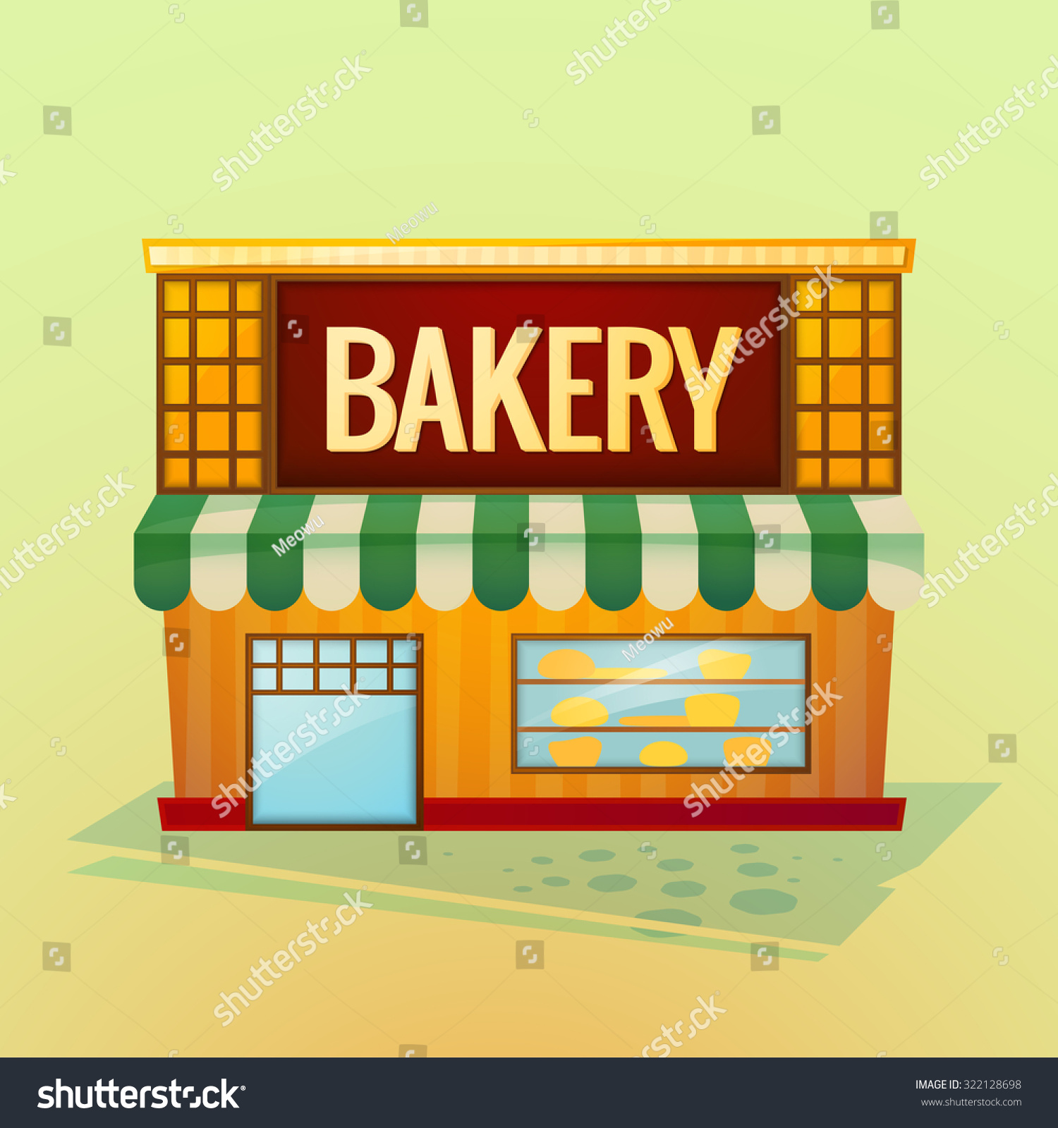 Facade Bakery Shop Beautiful Bright Cartoon Stock Vector 322128698