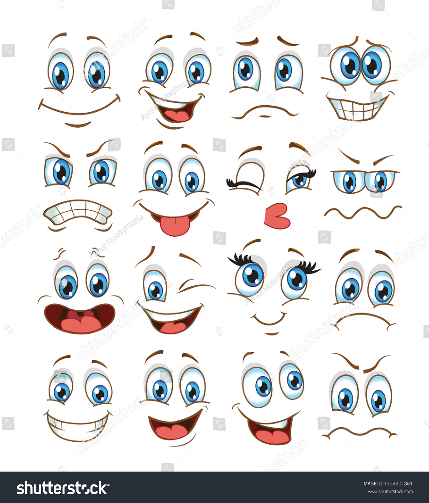 Face Expression Set Vector Illustration Emoticon Stock Vector Royalty