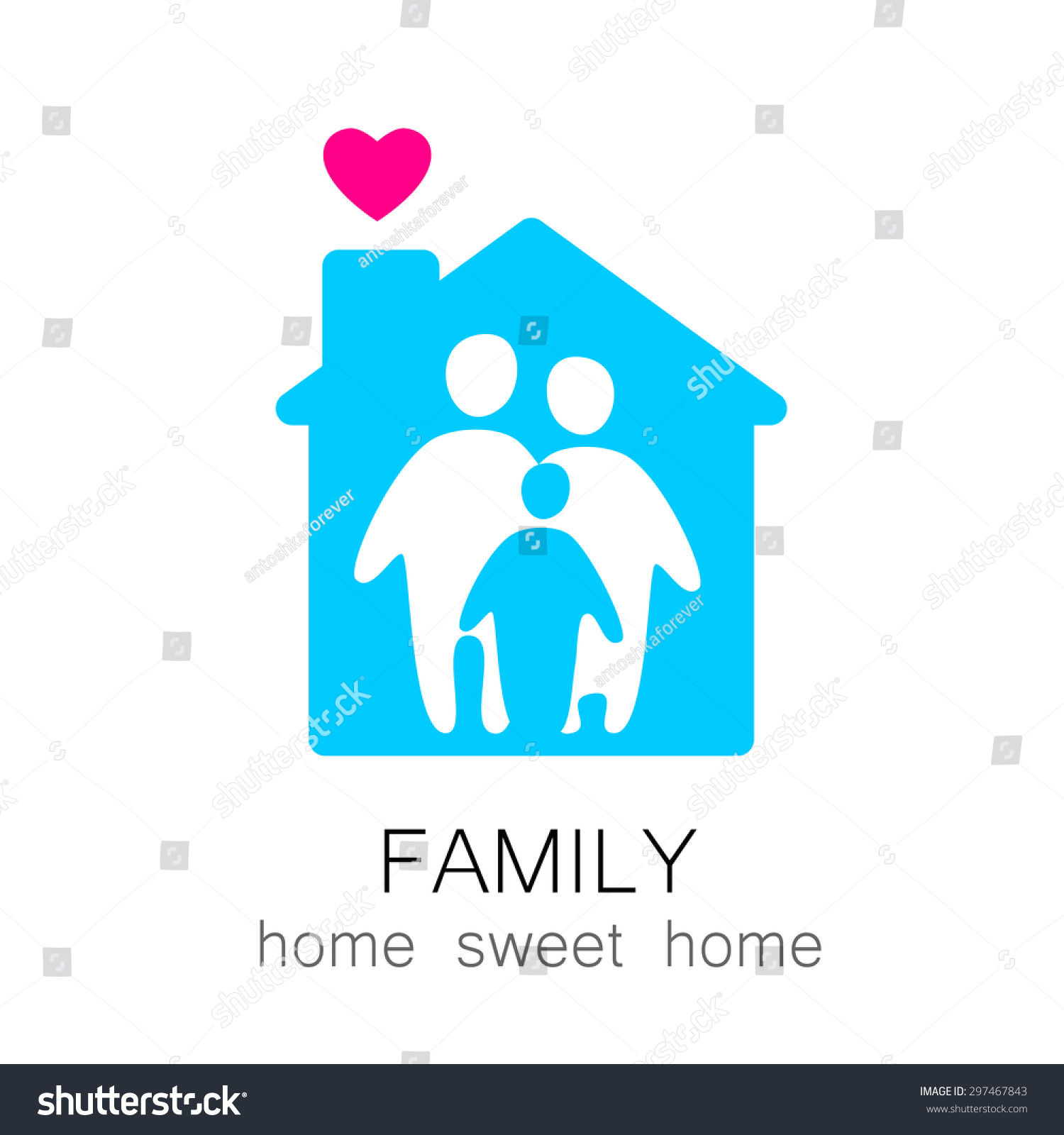Family and home concept Silhouette family icon and house Family and home concept Silhouette family icon and house