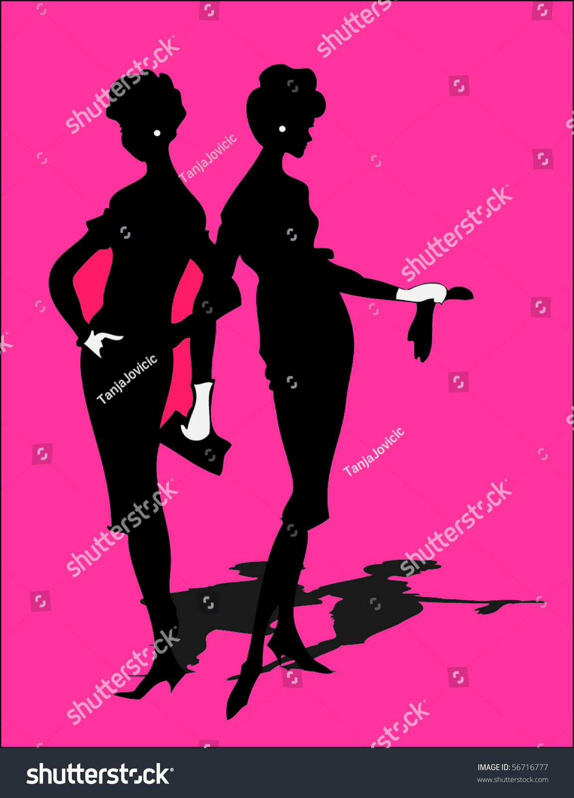 Fancy Vintage Silhouette Of Two Fancy Vintage Silhouette Of Two Stock Vector