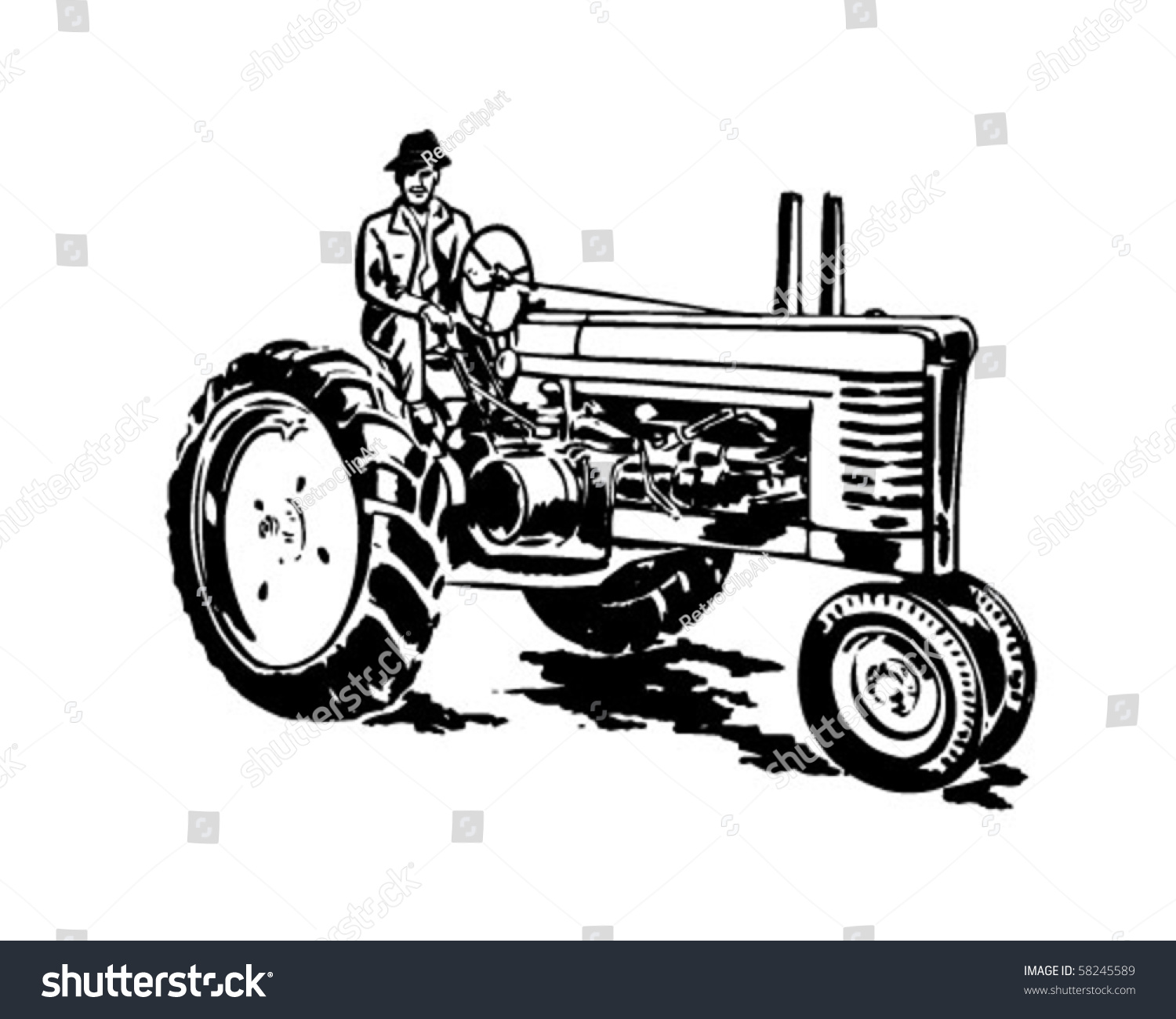 vintage tractor clipart - photo #42