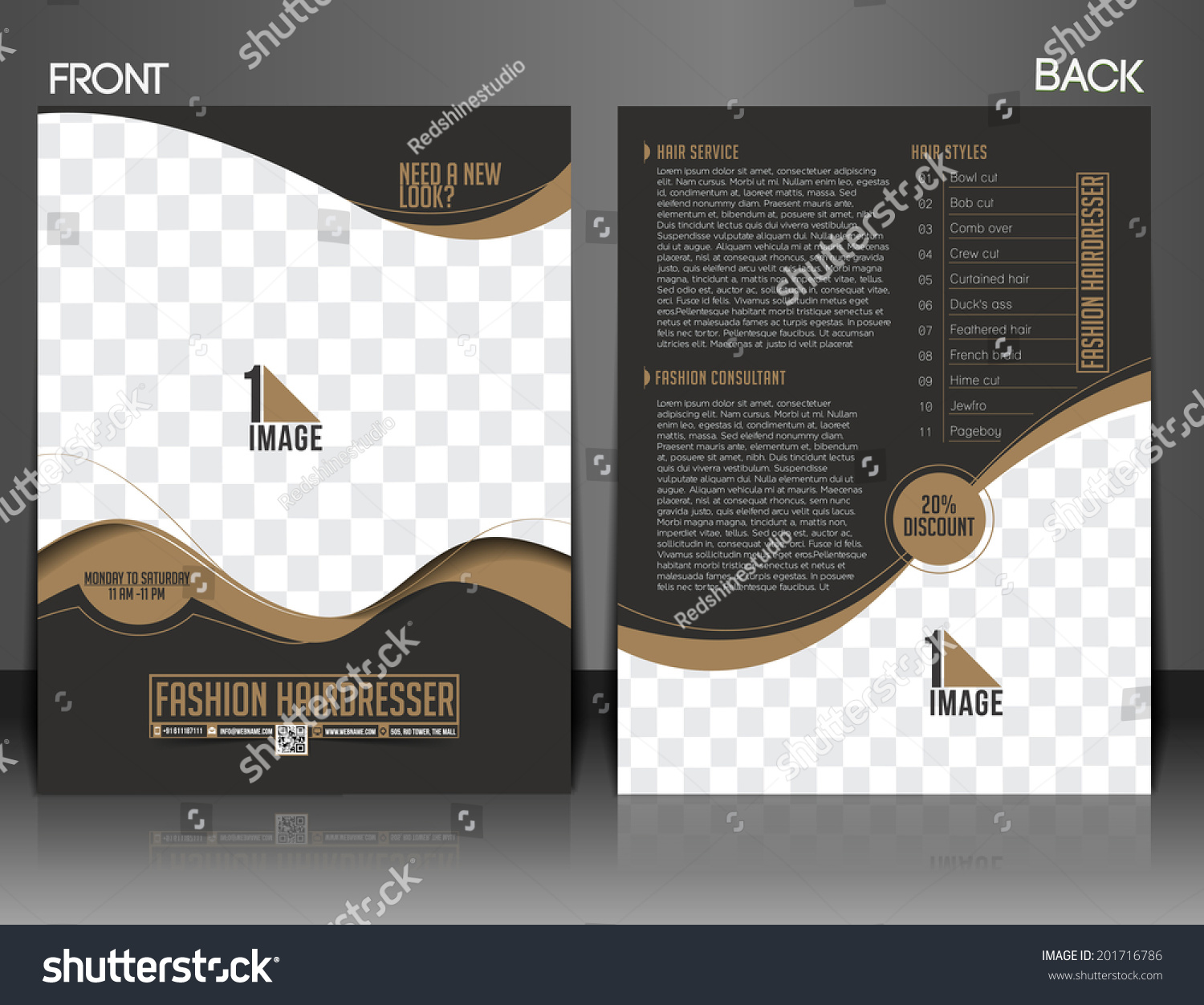 Fashion Hairdresser Front & Back Flyer Design Fashion Hairdresser Front & Back Flyer Design