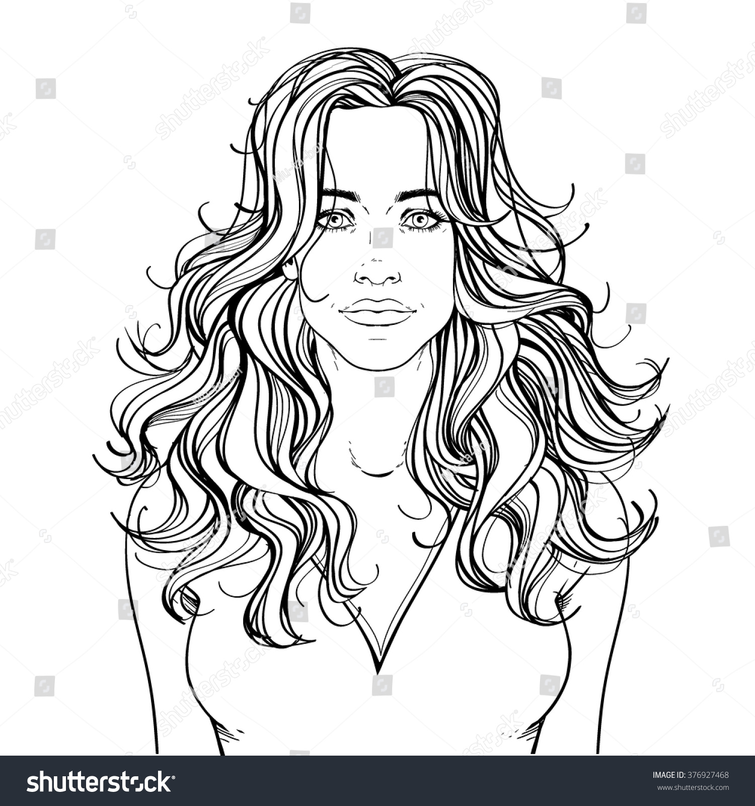 Fashion Illustration Haircut Long Hair Layers Stock Vector 376927468