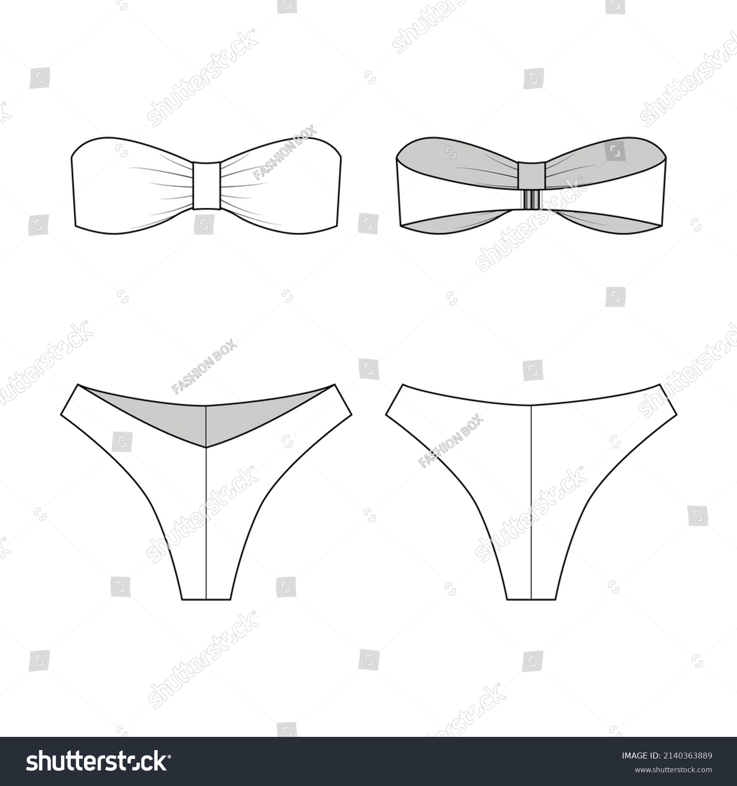 Fashion Technical Drawing Bikini Swimwear เวกเตอรสตอก ปลอดคา